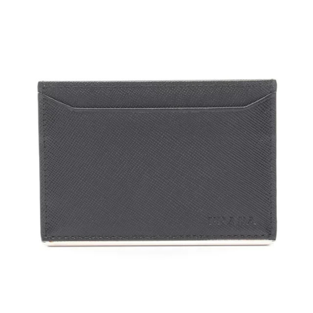 Prada SAFFIANO METAL Card Case Wallet Accessory Leather Black